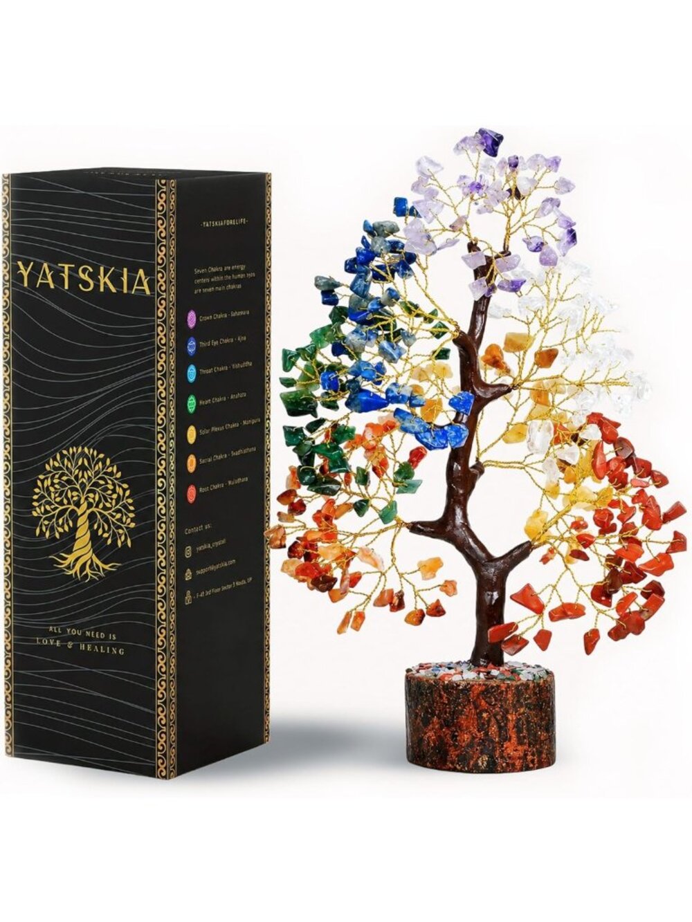 7 Chakra Tree of Life with Crystals & Healing Stones | Positive Energy Decor
